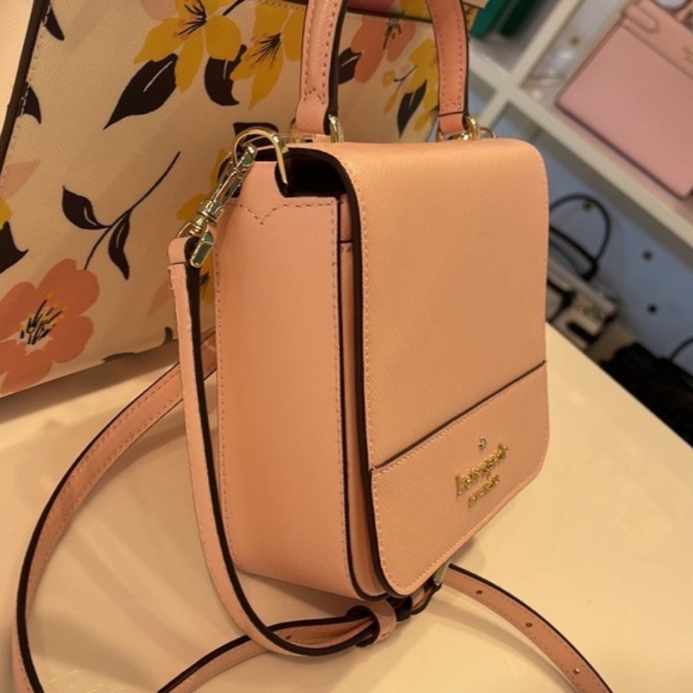 Kate Spade Staci Square Crossbody Saffiano Leather Chalk Pink - Picture 13 of 16